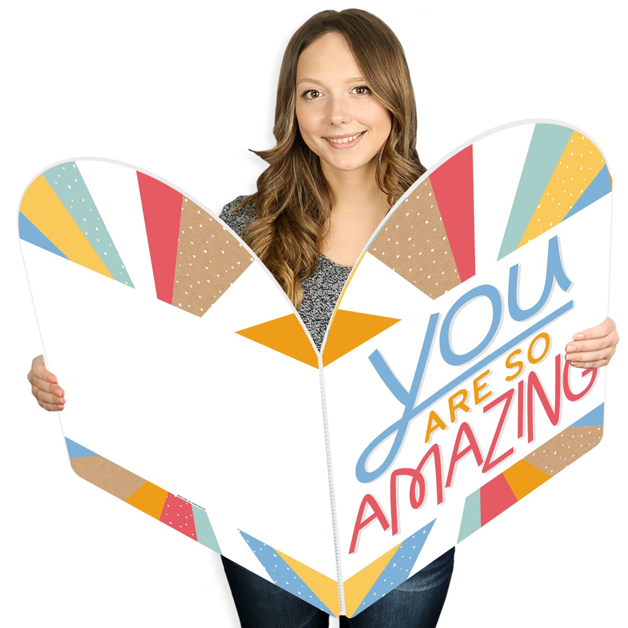 Big Dot of Happiness You Are So Amazing - Miss You Encouragement Giant Greeting Card - Big Shaped Jumborific Card - 16.5 x 22 inches